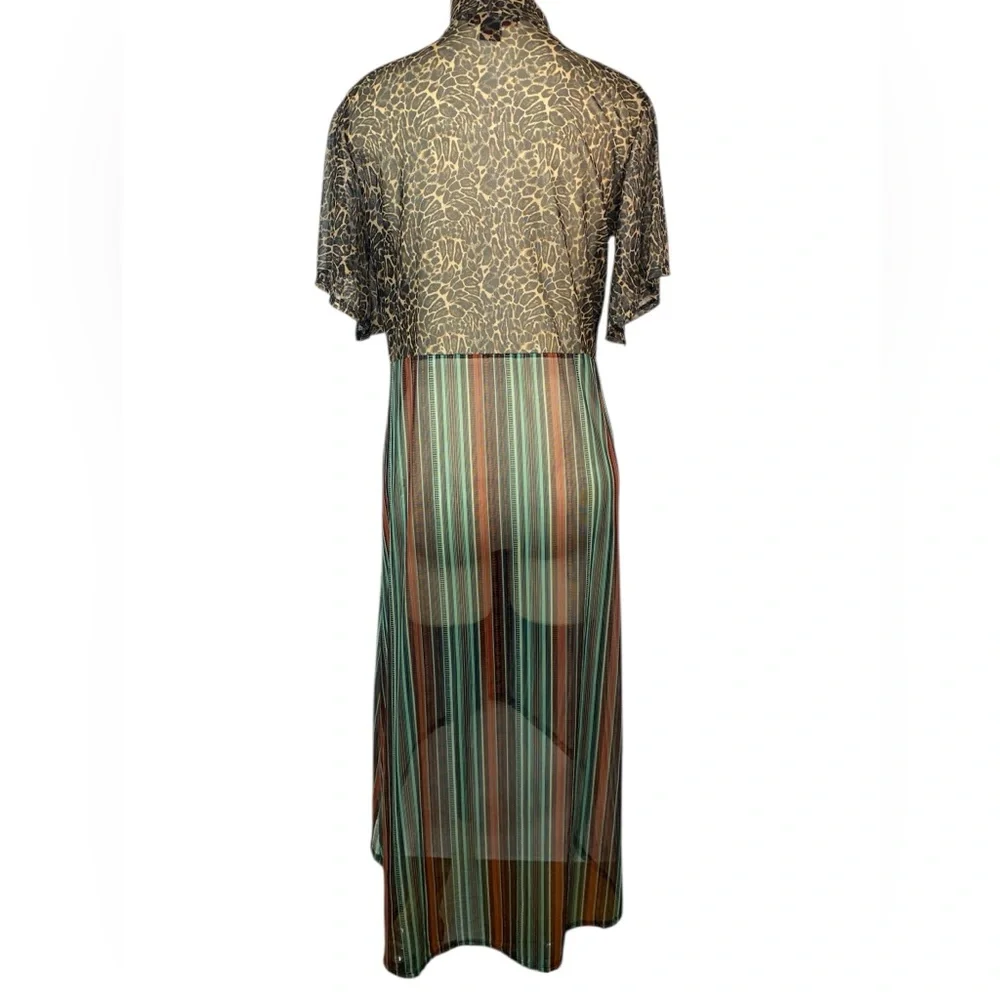 Rock & Roll Cowgirl Leopard Print Short Sleeve Full Length Wrap Women’s Medium - Picture 2 of 5